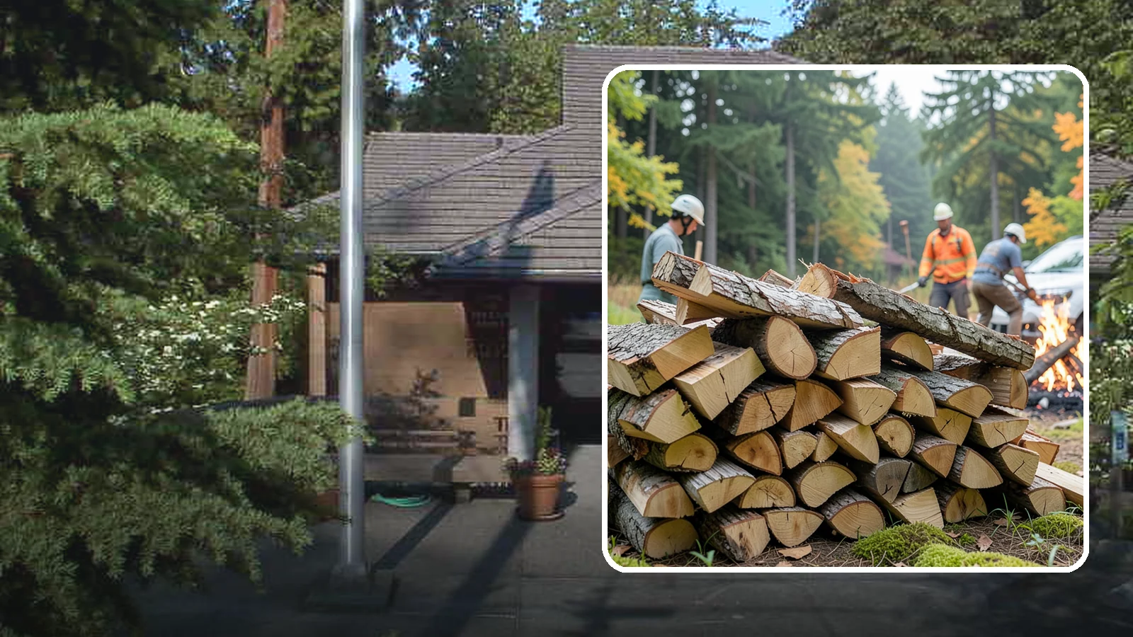 Bonfire Wood in Yarrow Point, King County, WA - Larger split firewood cut for building big, long-lasting bonfires at outdoor events.