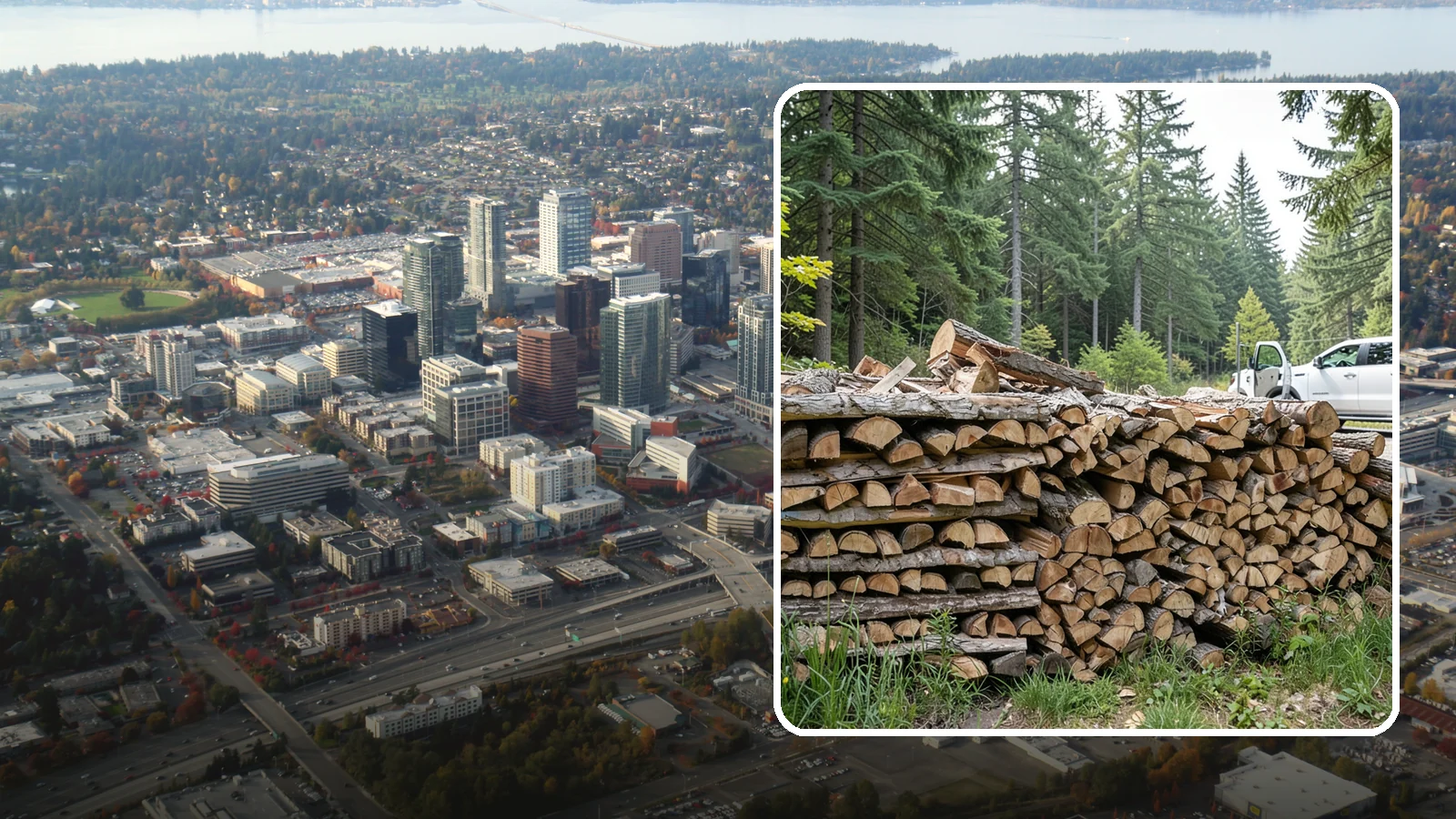 Bulk Firewood in Bellevue, King County, WA - We supply firewood in large bulk quantities at volume pricing for households and properties that burn a lot through the long PNW...