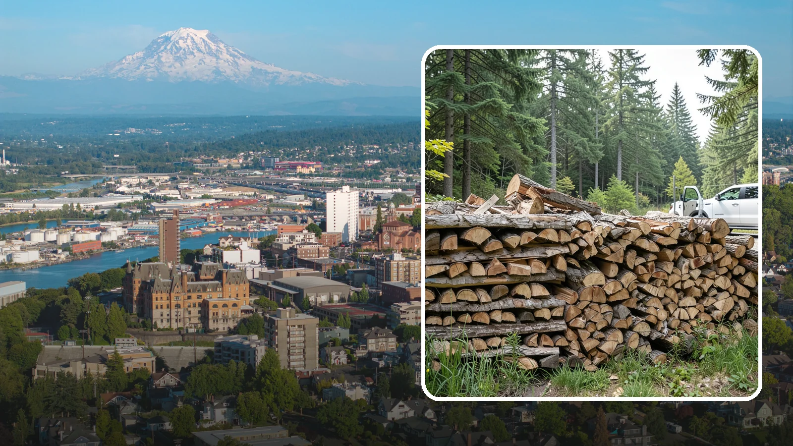 Bulk Firewood in Tacoma, Pierce County, WA - We supply firewood in large bulk quantities at volume pricing for households and properties that burn a lot through the long PNW...