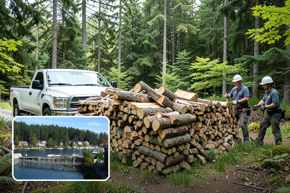 Cabin Firewood in Gig Harbor, Pierce County, WA - Delivered to remote and hard-to-reach properties