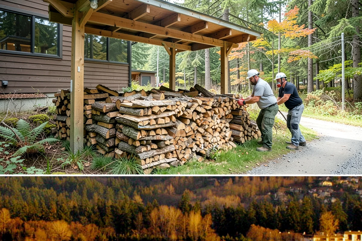 Cabin Firewood in Kenmore, King County, WA - Stock the cabin in late summer and fall so it is fuel-ready before the wet winter months arrive.
