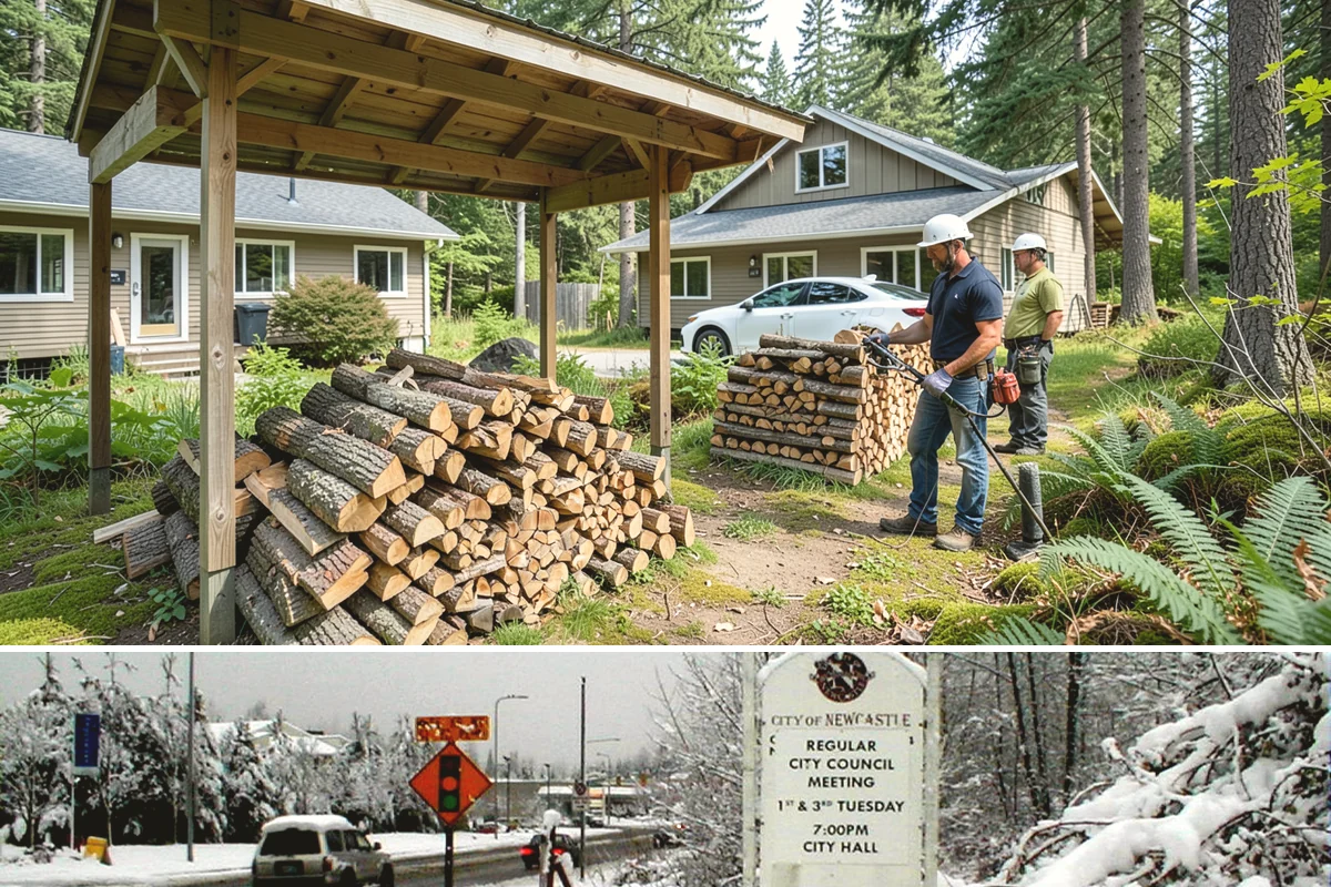 Cabin Firewood in Newcastle, King County, WA - Stock the cabin in late summer and fall so it is fuel-ready before the wet winter months arrive.