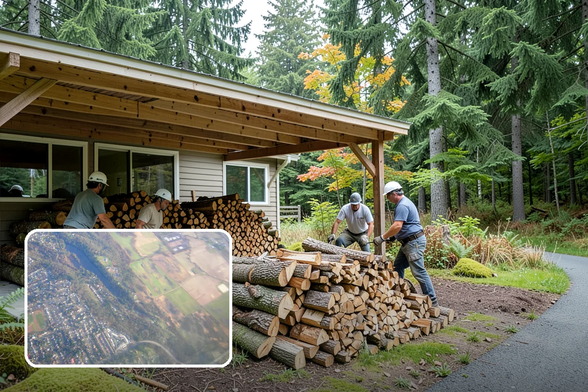 Covered Firewood Storage in Algona, King County, WA - Shields wood from constant PNW rain and snow