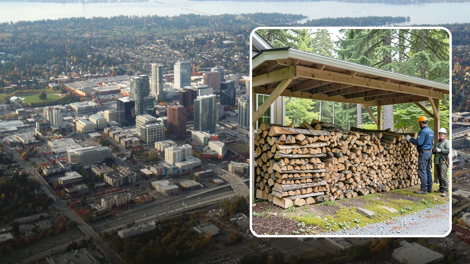 Covered Firewood Storage in Bellevue, King County, WA - We create covered firewood storage that keeps your stack sheltered from rain while airflow finishes the seasoning.