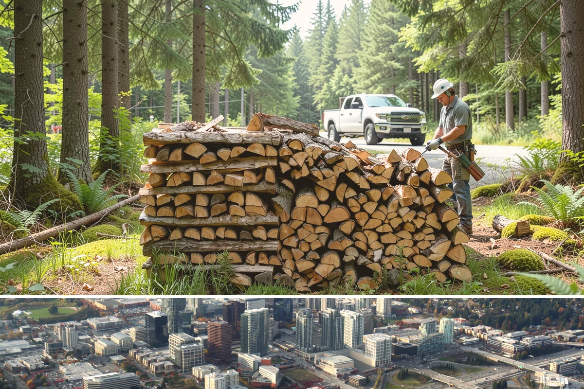 Covered Firewood Storage in Bellevue, King County, WA - Put covered storage in place before the fall rains to protect summer-seasoned wood.