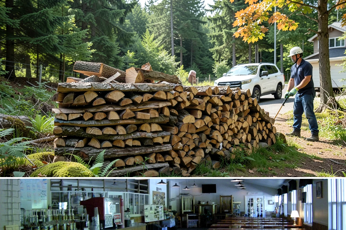 Covered Firewood Storage in Black Diamond, King County, WA - Put covered storage in place before the fall rains to protect summer-seasoned wood.