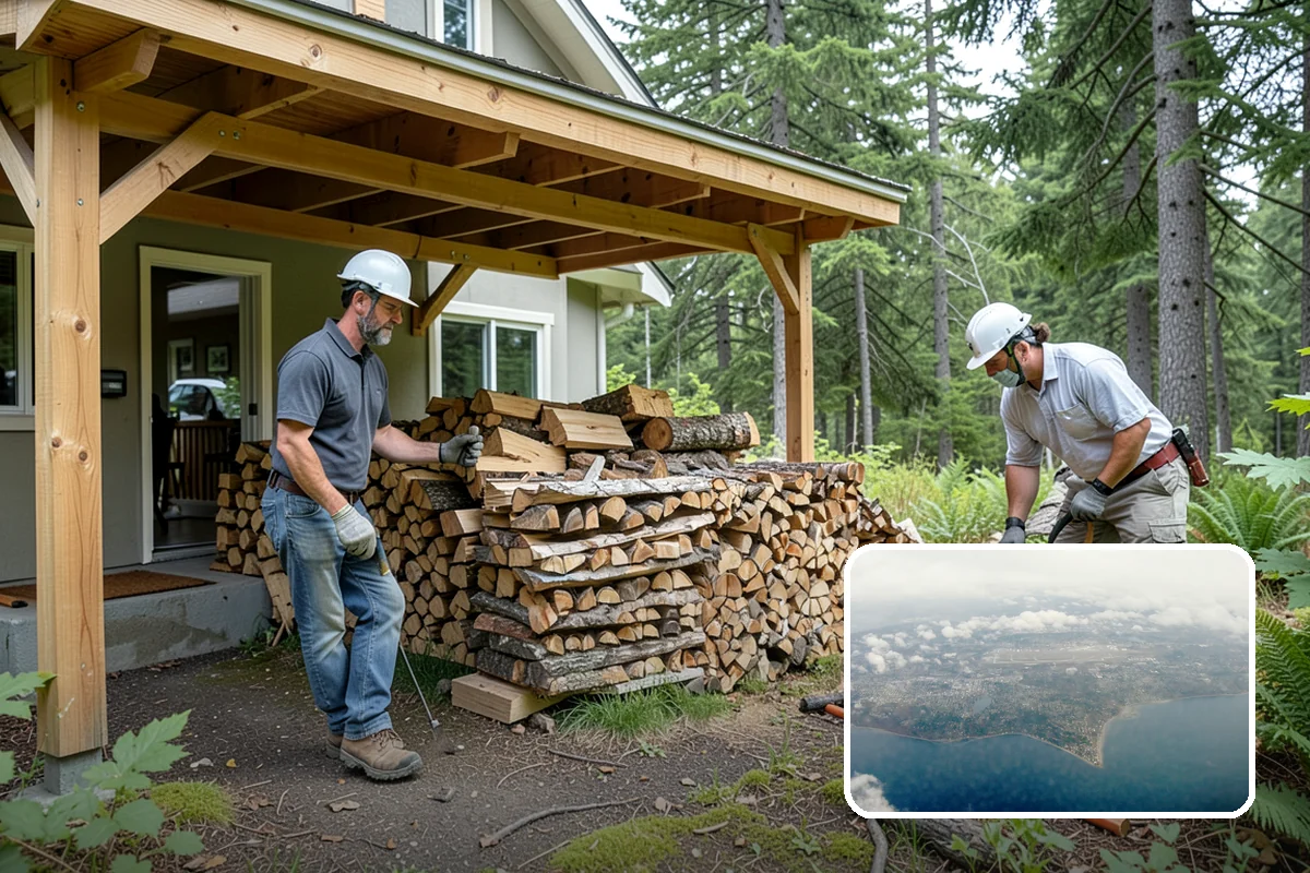 Covered Firewood Storage in Burien, King County, WA - Shields wood from constant PNW rain and snow