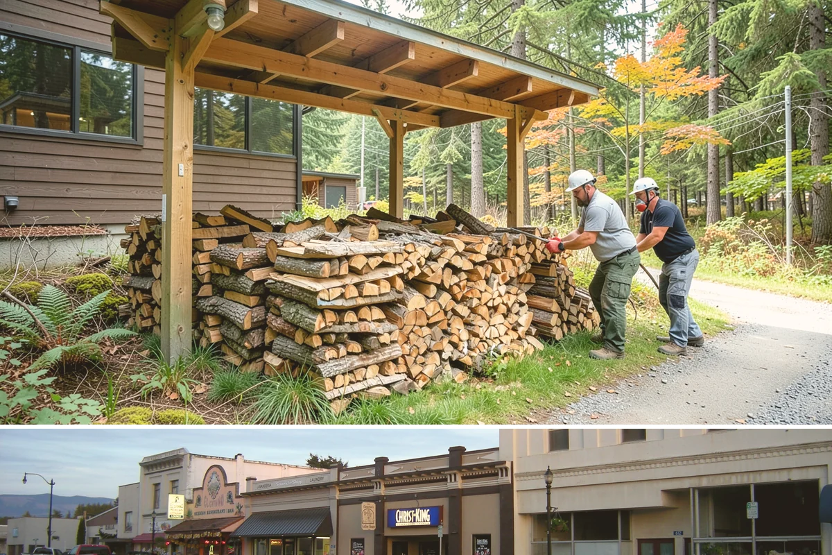 Covered Firewood Storage in Burlington, Skagit County, WA - Put covered storage in place before the fall rains to protect summer-seasoned wood.