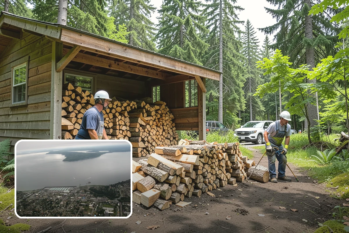 Covered Firewood Storage in Des Moines, King County, WA - Shields wood from constant PNW rain and snow