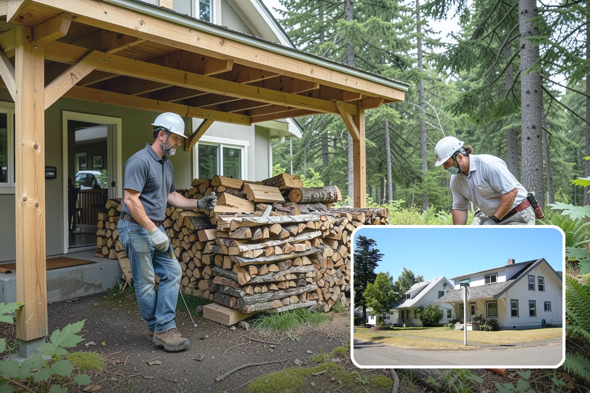 Covered Firewood Storage in DuPont, Pierce County, WA - Shields wood from constant PNW rain and snow