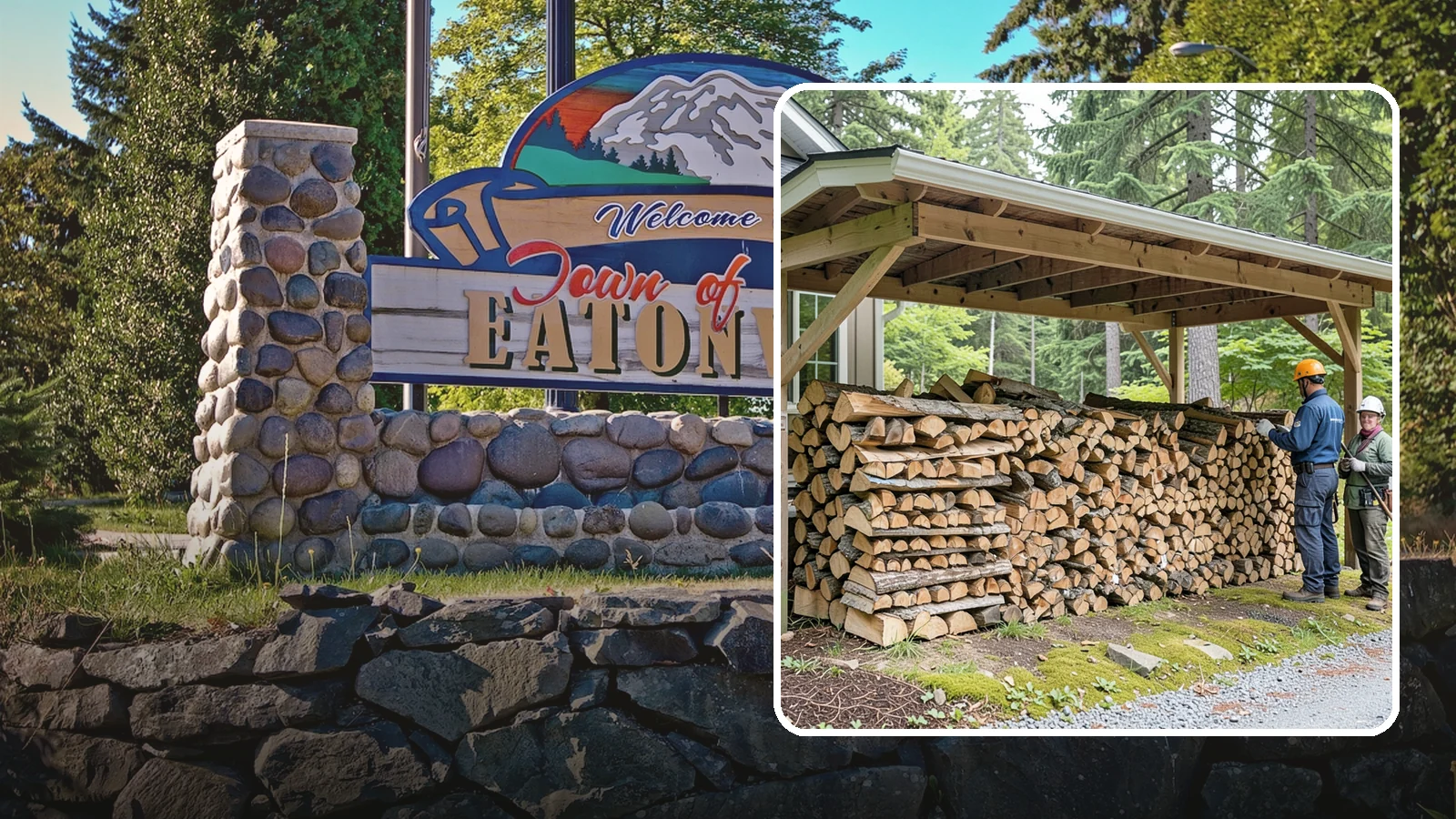 Covered Firewood Storage in Eatonville, Pierce County, WA - We create covered firewood storage that keeps your stack sheltered from rain while airflow finishes the seasoning.