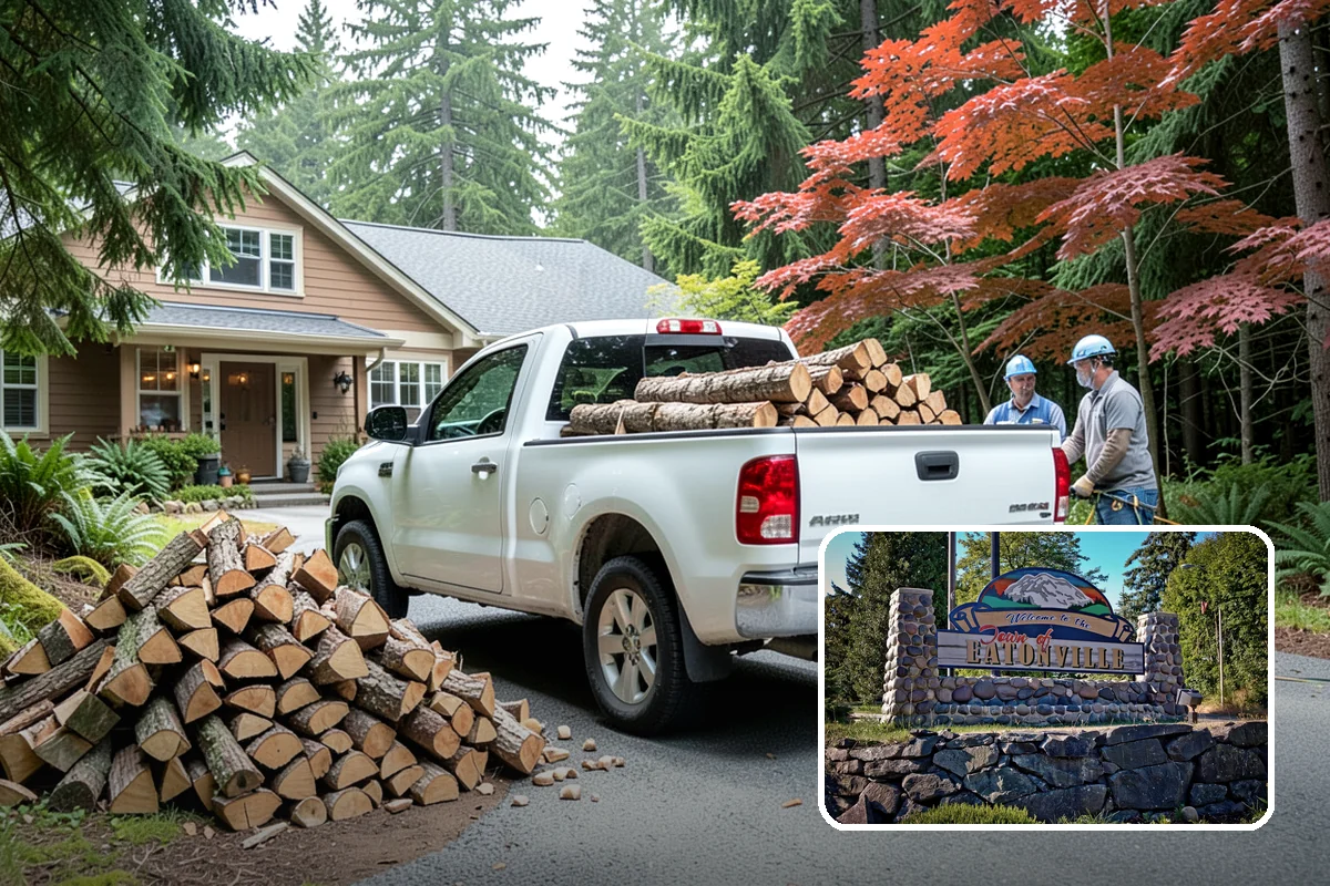 Covered Firewood Storage in Eatonville, Pierce County, WA - Shields wood from constant PNW rain and snow
