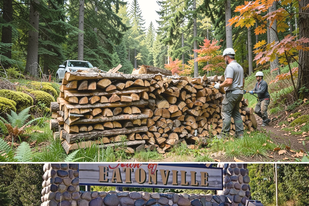 Covered Firewood Storage in Eatonville, Pierce County, WA - Put covered storage in place before the fall rains to protect summer-seasoned wood.