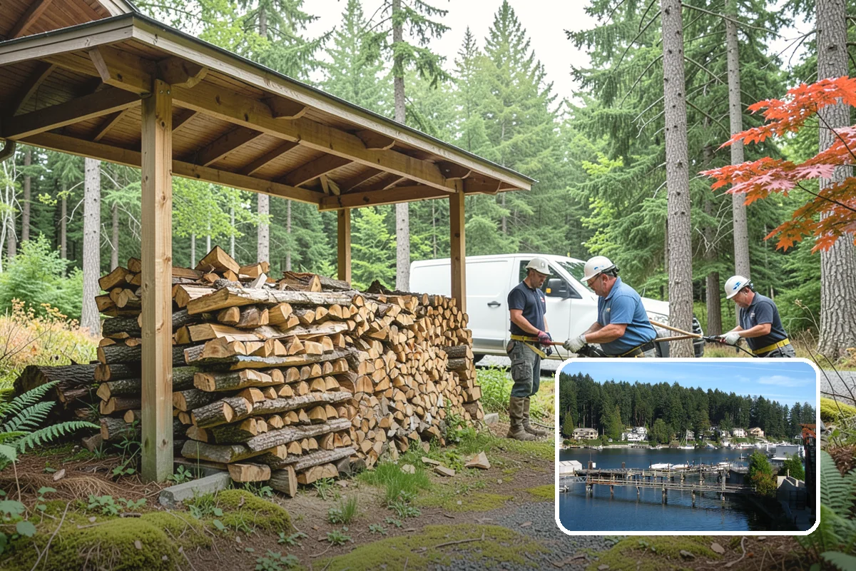 Covered Firewood Storage in Gig Harbor, Pierce County, WA - Shields wood from constant PNW rain and snow