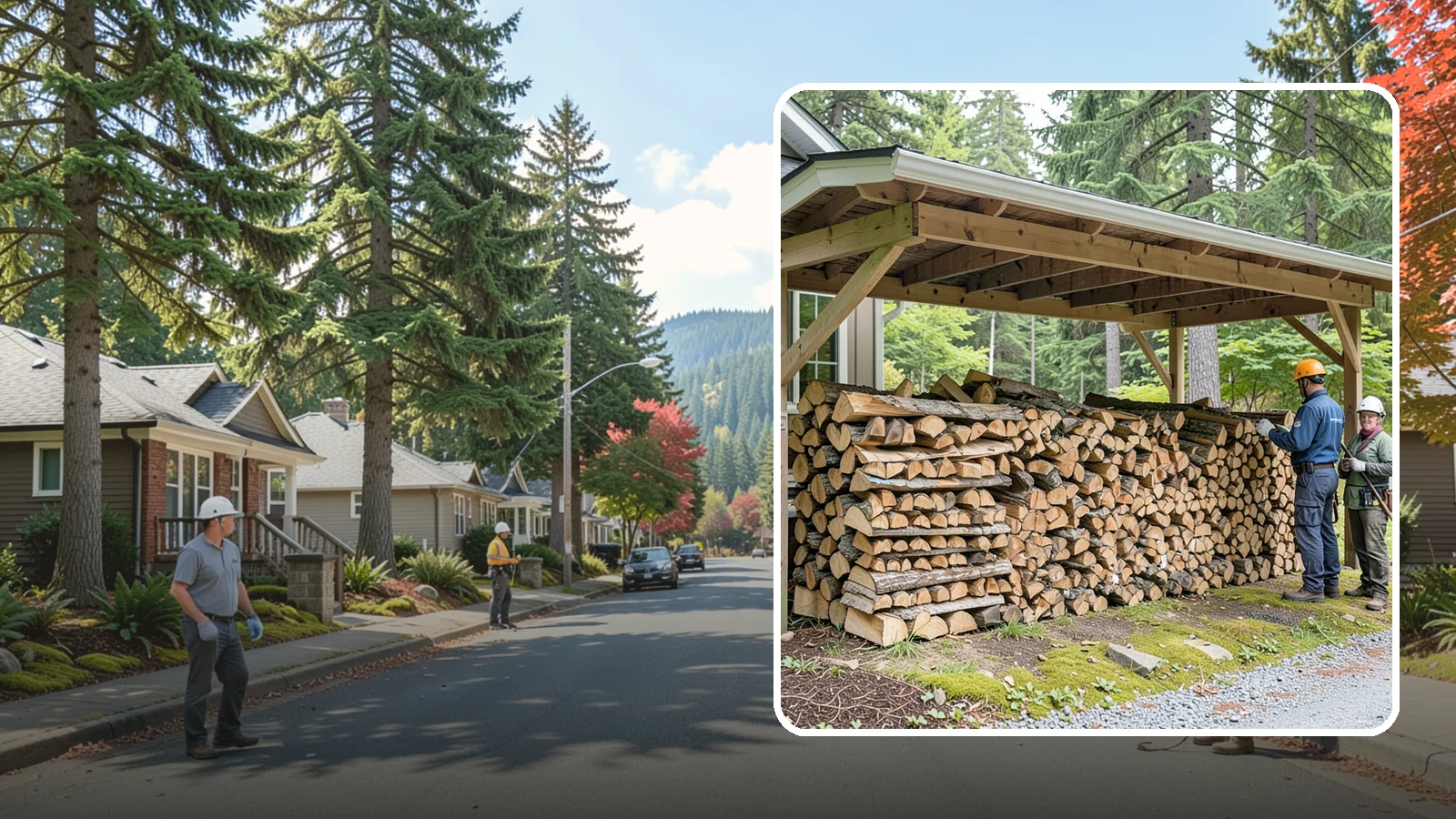 Covered Firewood Storage in Hunts Point, King County, WA - We create covered firewood storage that keeps your stack sheltered from rain while airflow finishes the seasoning.