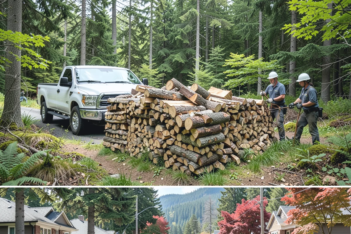 Covered Firewood Storage in Hunts Point, King County, WA - Put covered storage in place before the fall rains to protect summer-seasoned wood.