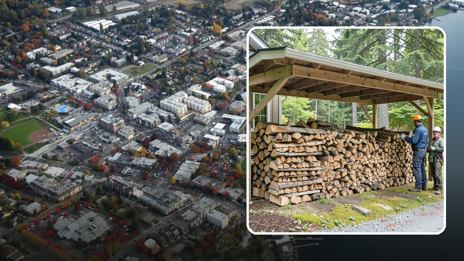 Covered Firewood Storage in Kirkland, King County, WA - We create covered firewood storage that keeps your stack sheltered from rain while airflow finishes the seasoning.