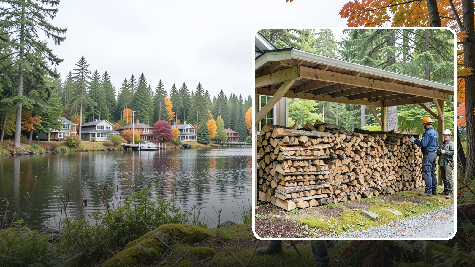 Covered Firewood Storage in La Conner, Skagit County, WA - We create covered firewood storage that keeps your stack sheltered from rain while airflow finishes the seasoning.
