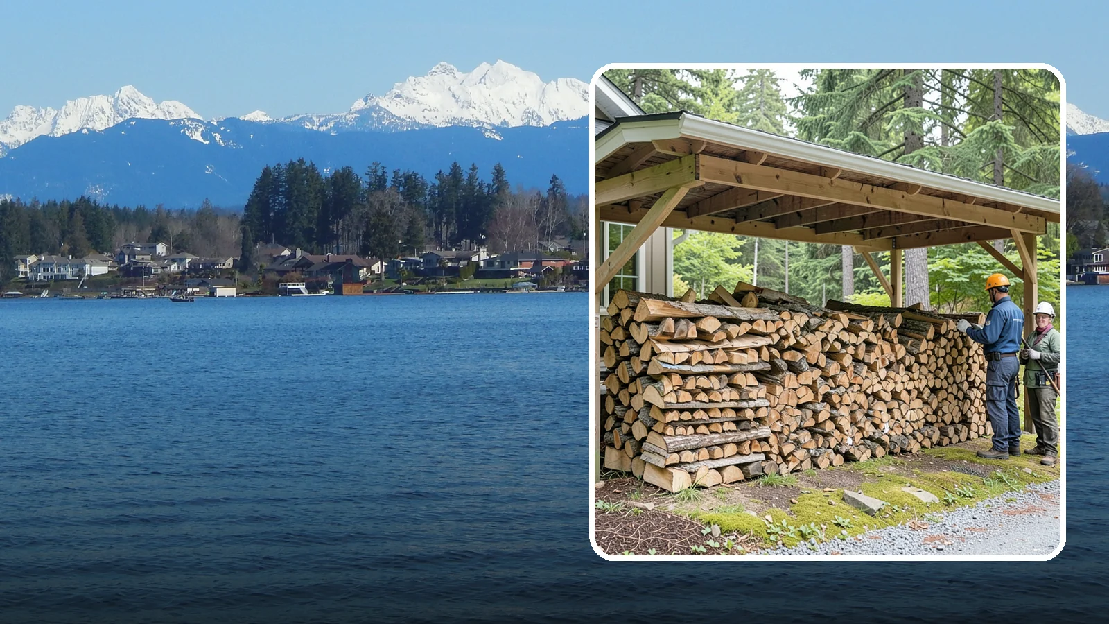 Covered Firewood Storage in Lake Stevens, Snohomish County, WA - We create covered firewood storage that keeps your stack sheltered from rain while airflow finishes the seasoning.
