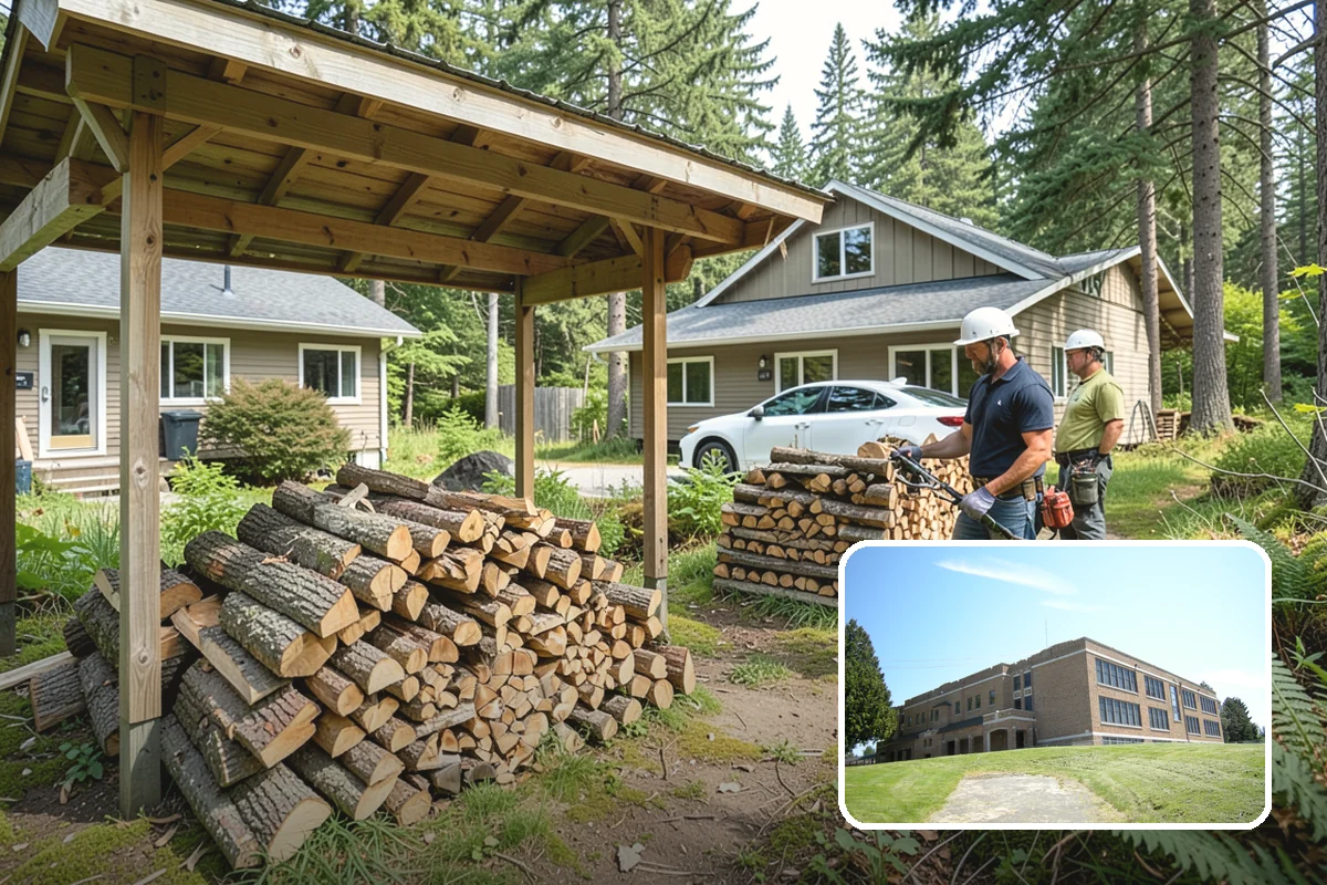Covered Firewood Storage in Maple Valley, King County, WA - Shields wood from constant PNW rain and snow
