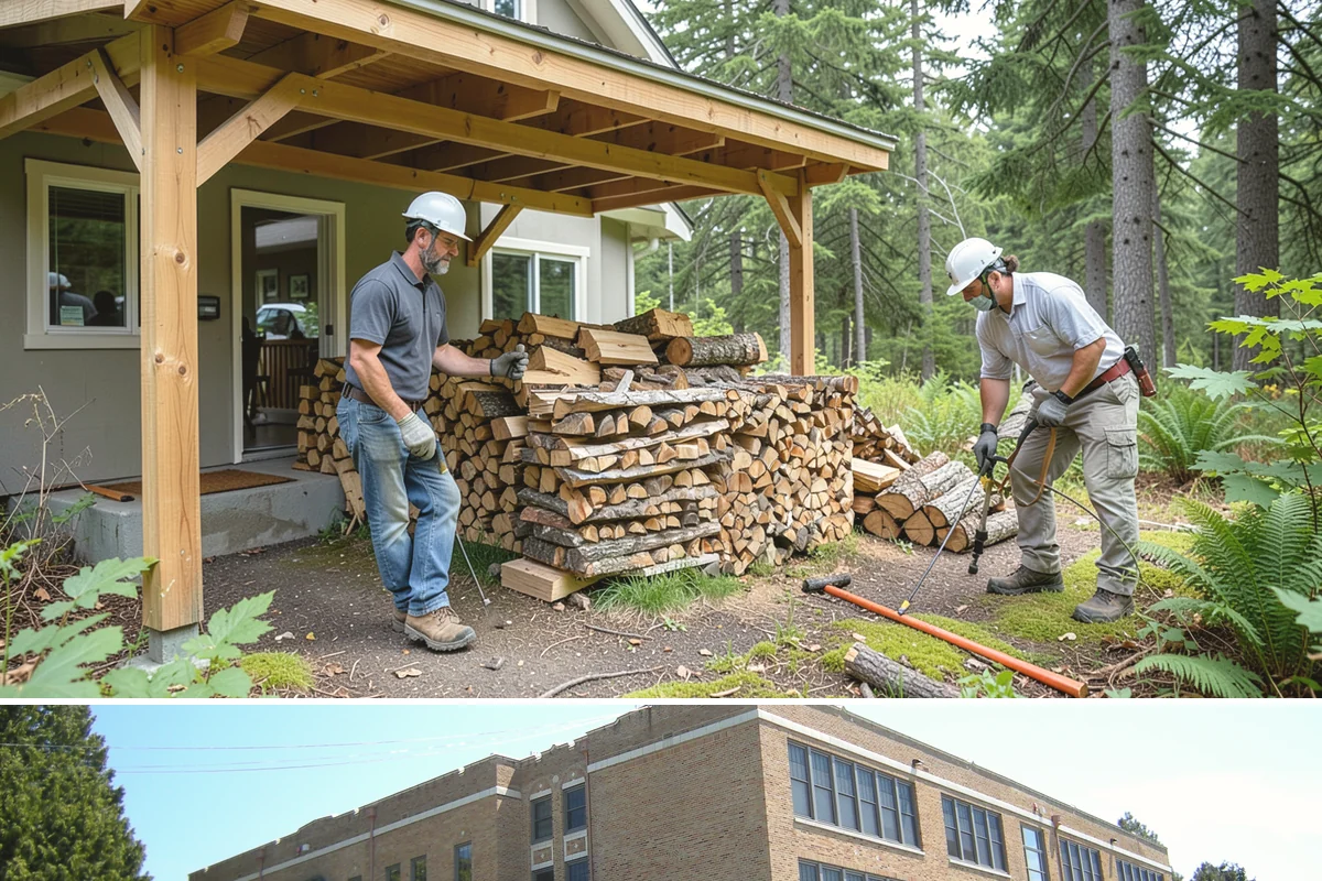 Covered Firewood Storage in Maple Valley, King County, WA - Put covered storage in place before the fall rains to protect summer-seasoned wood.