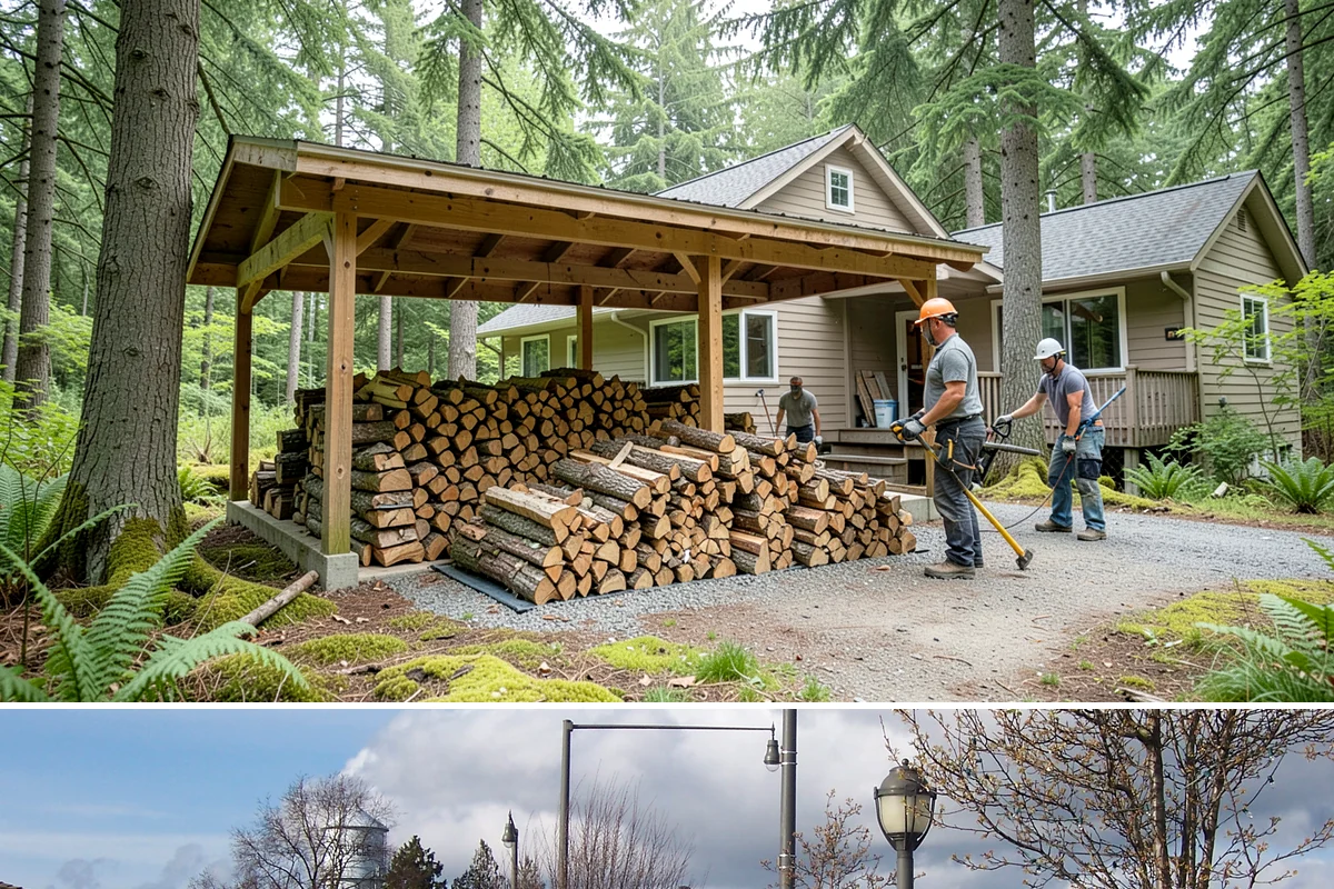 Covered Firewood Storage in Marysville, Snohomish County, WA - Put covered storage in place before the fall rains to protect summer-seasoned wood.