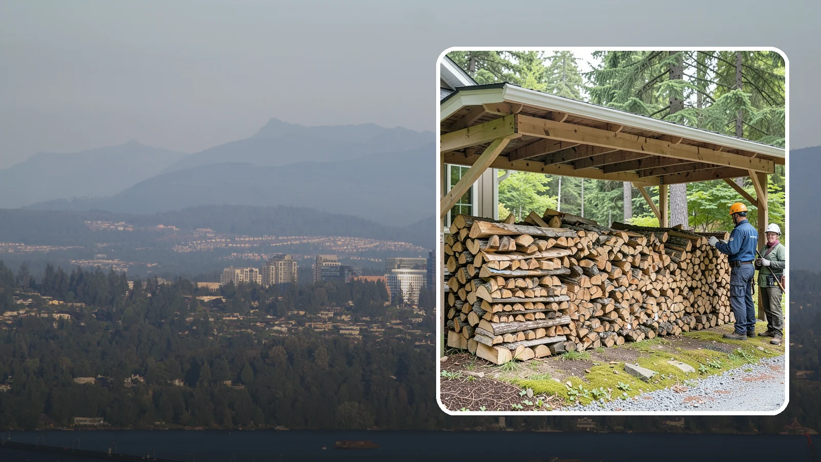 Covered Firewood Storage in Medina, King County, WA - We create covered firewood storage that keeps your stack sheltered from rain while airflow finishes the seasoning.