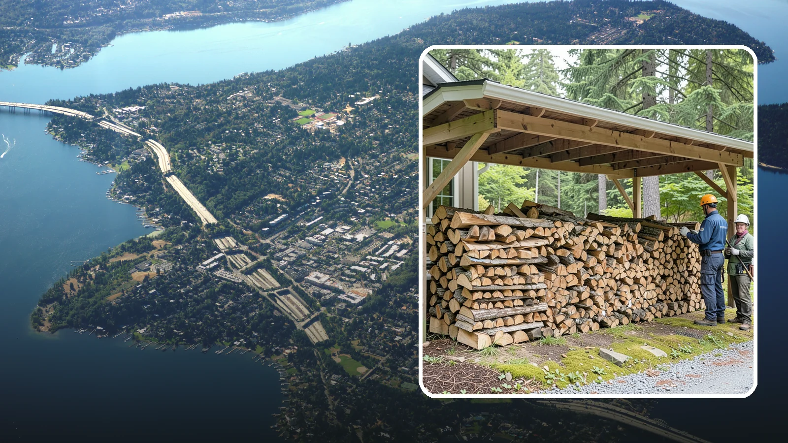 Covered Firewood Storage in Mercer Island, King County, WA - We create covered firewood storage that keeps your stack sheltered from rain while airflow finishes the seasoning.