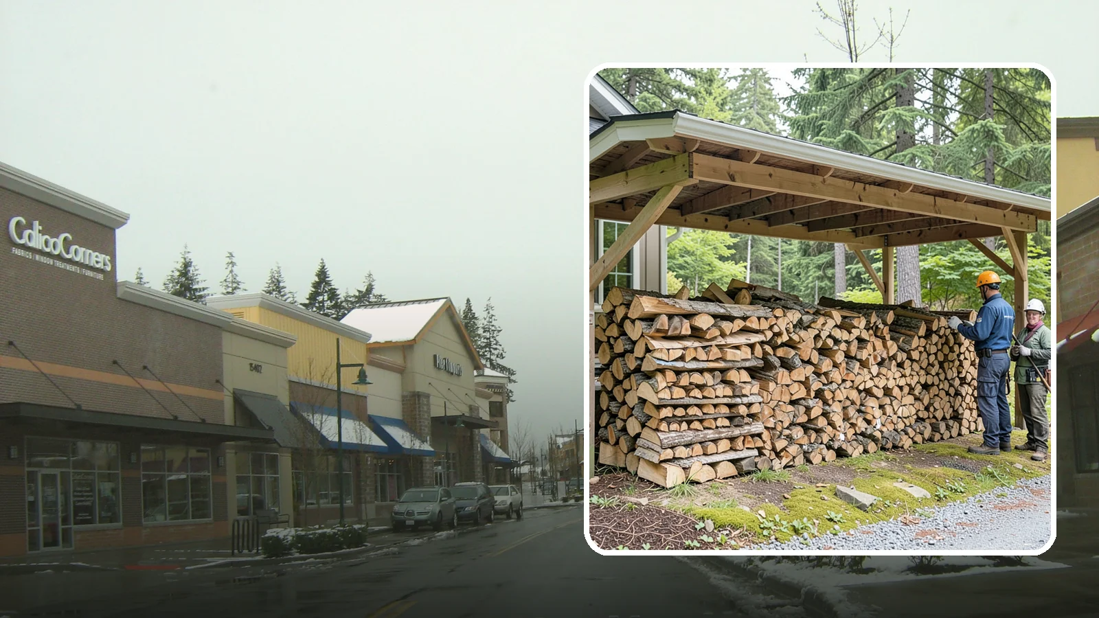 Covered Firewood Storage in Mill Creek, Snohomish County, WA - We create covered firewood storage that keeps your stack sheltered from rain while airflow finishes the seasoning.