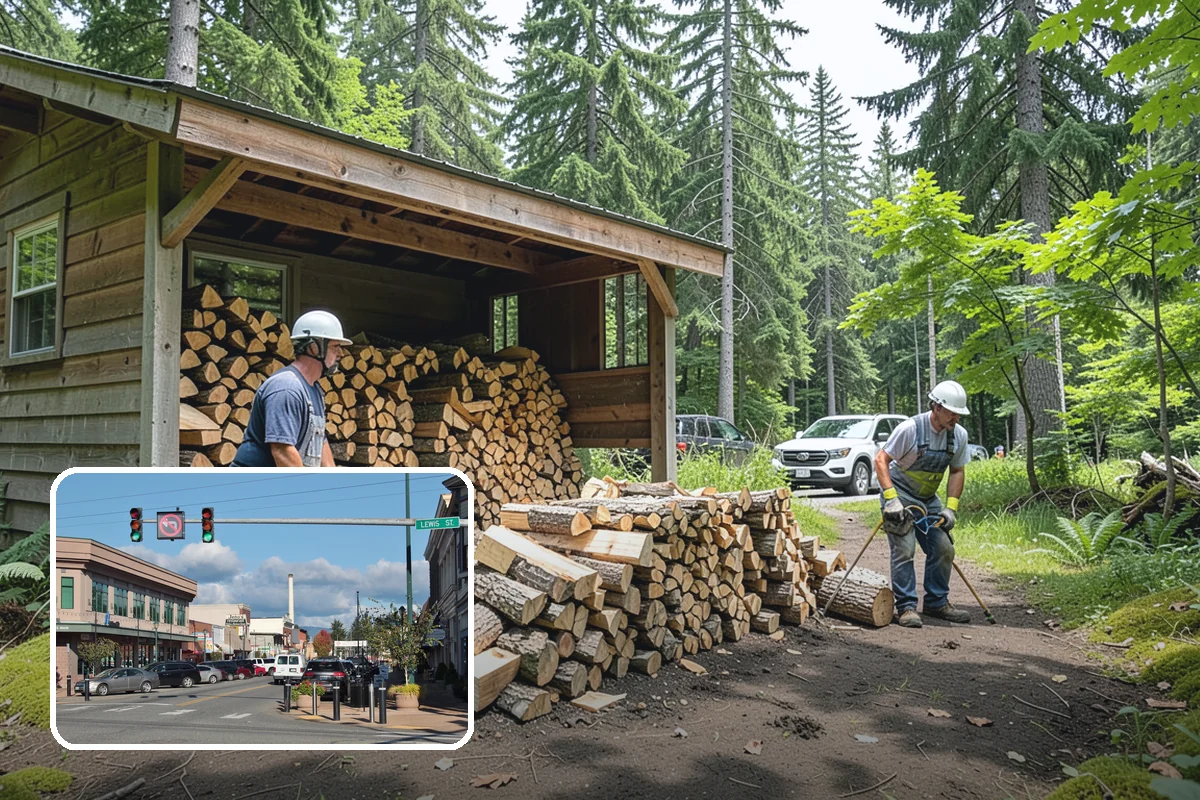 Covered Firewood Storage in Monroe, Snohomish County, WA - Shields wood from constant PNW rain and snow
