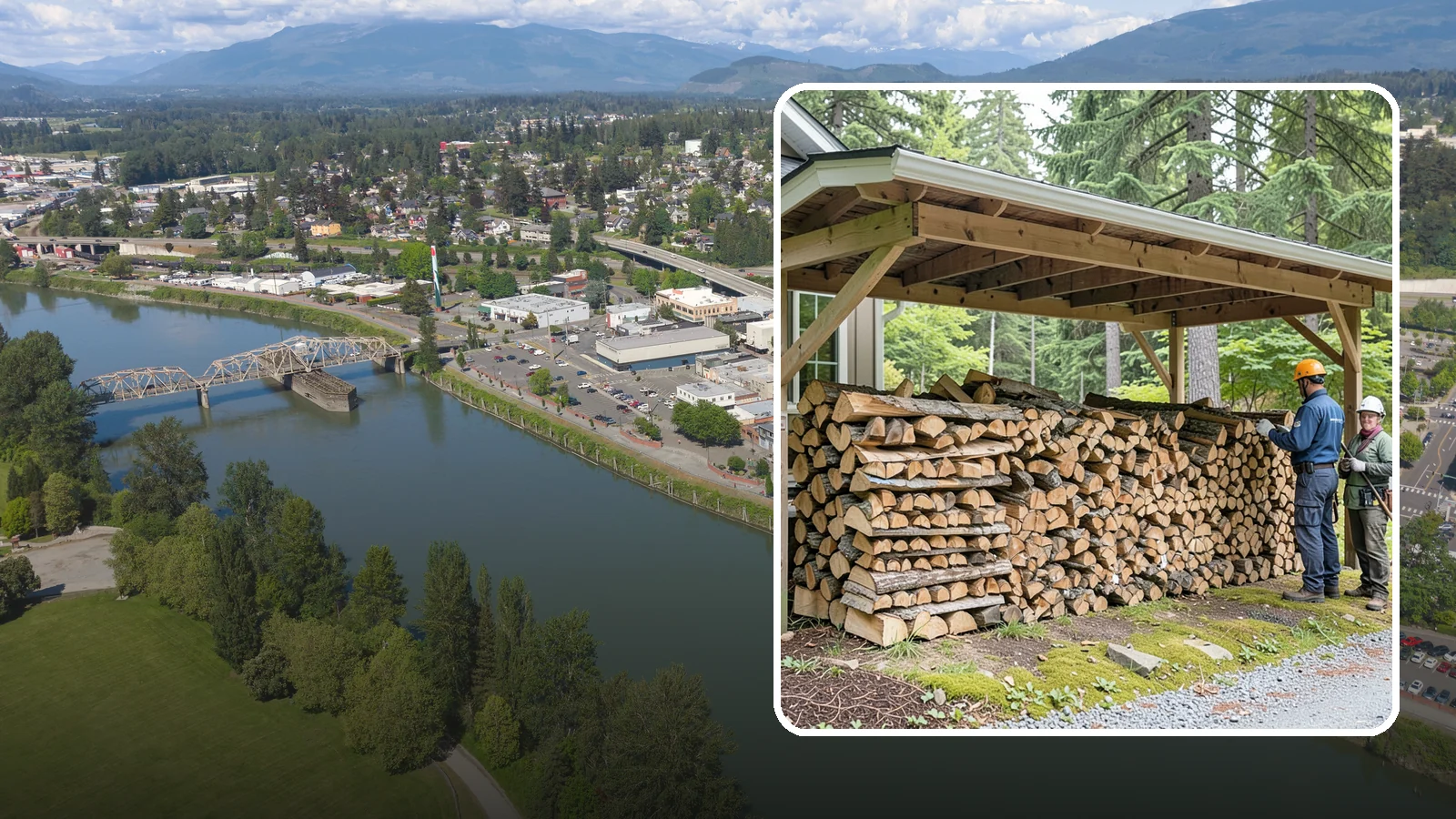 Covered Firewood Storage in Mount Vernon, Skagit County, WA - We create covered firewood storage that keeps your stack sheltered from rain while airflow finishes the seasoning.