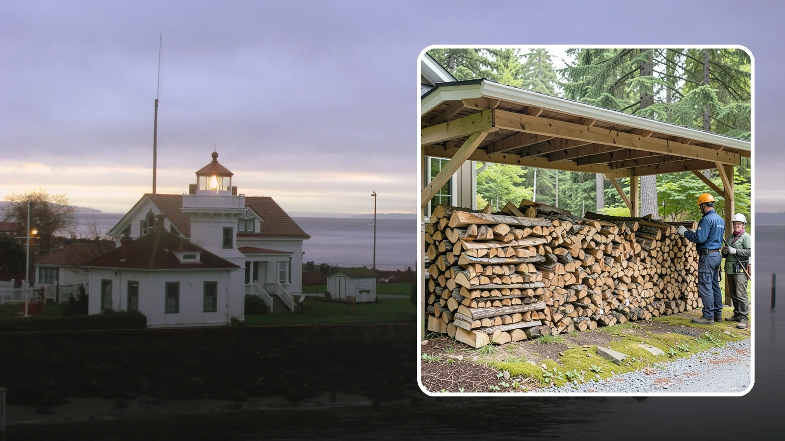Covered Firewood Storage in Mukilteo, Snohomish County, WA - We create covered firewood storage that keeps your stack sheltered from rain while airflow finishes the seasoning.