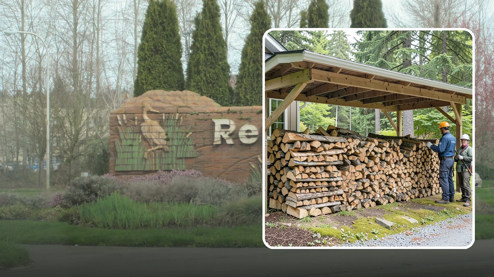 Covered Firewood Storage in Renton, King County, WA - We create covered firewood storage that keeps your stack sheltered from rain while airflow finishes the seasoning.
