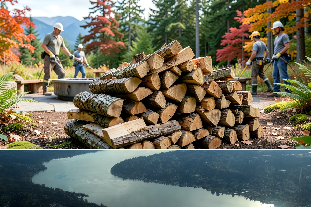 Covered Firewood Storage in Sammamish, King County, WA - Put covered storage in place before the fall rains to protect summer-seasoned wood.
