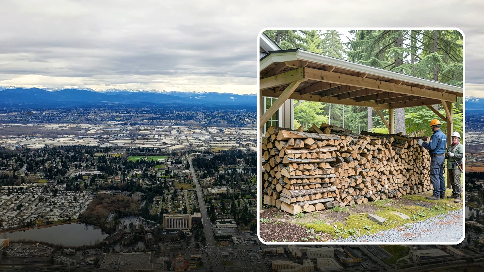 Covered Firewood Storage in SeaTac, WA - We create covered firewood storage that keeps your stack sheltered from rain while airflow finishes the seasoning.