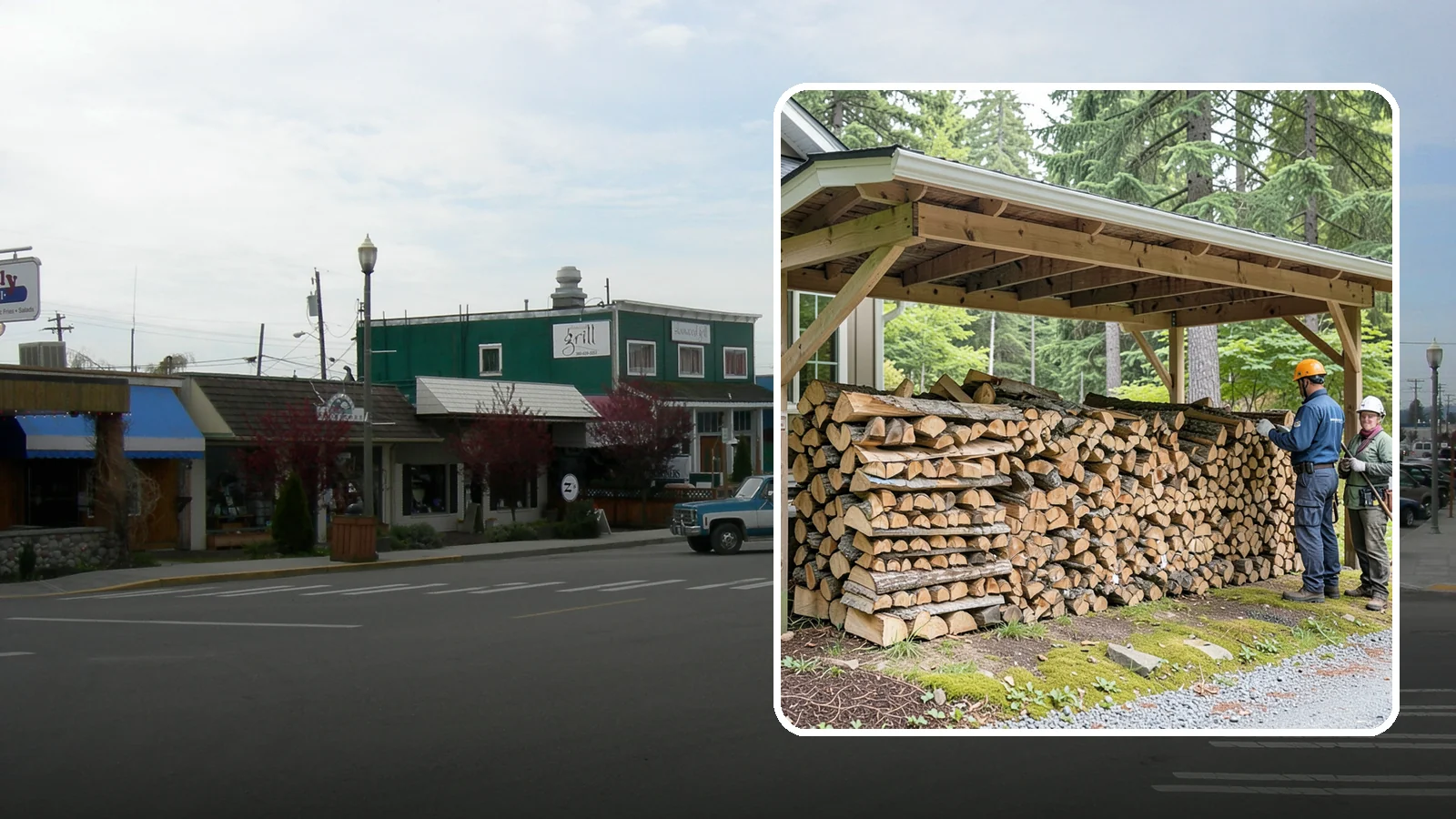 Covered Firewood Storage in Stanwood, Snohomish County, WA - We create covered firewood storage that keeps your stack sheltered from rain while airflow finishes the seasoning.