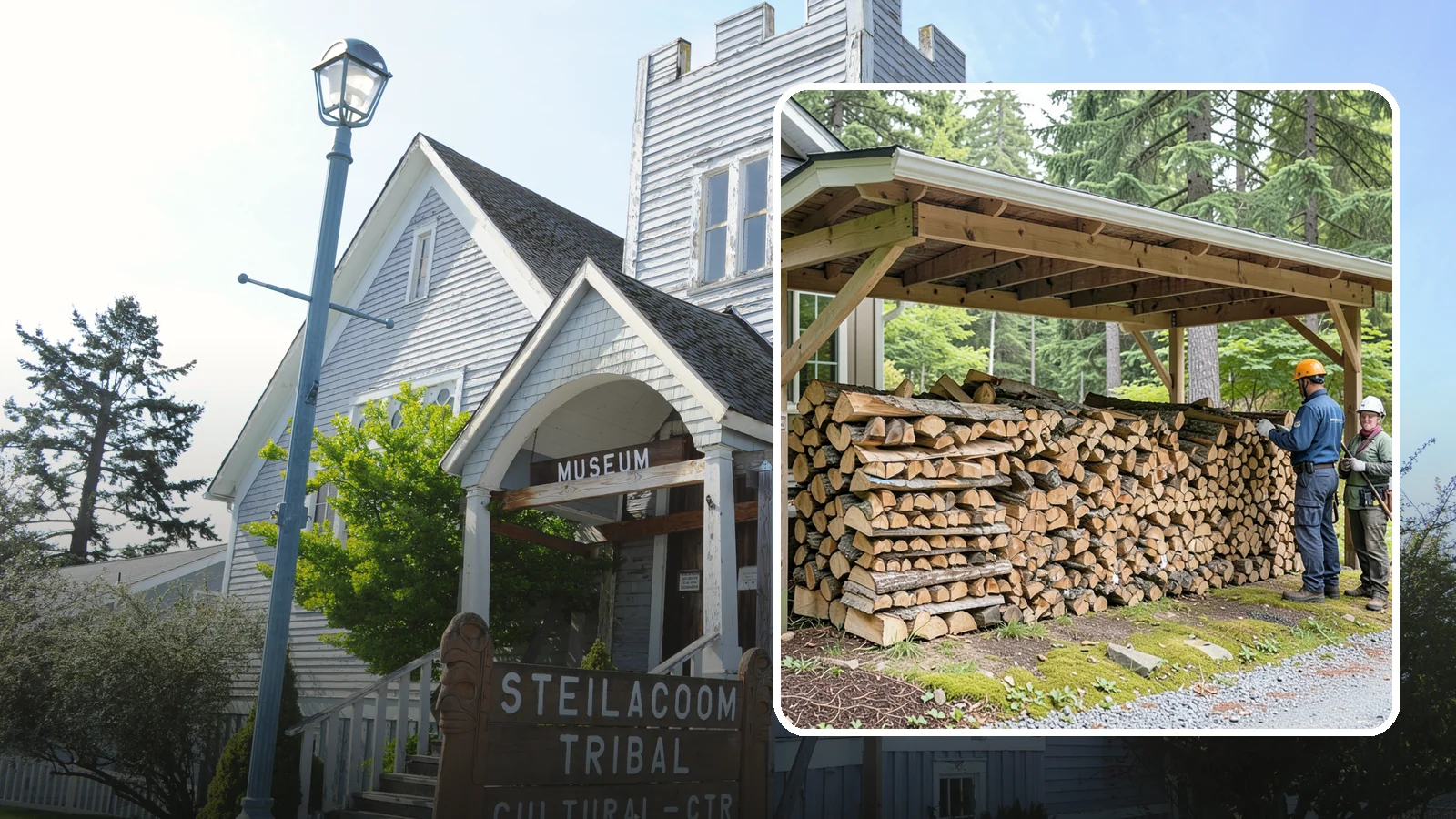 Covered Firewood Storage in Steilacoom, Pierce County, WA - We create covered firewood storage that keeps your stack sheltered from rain while airflow finishes the seasoning.