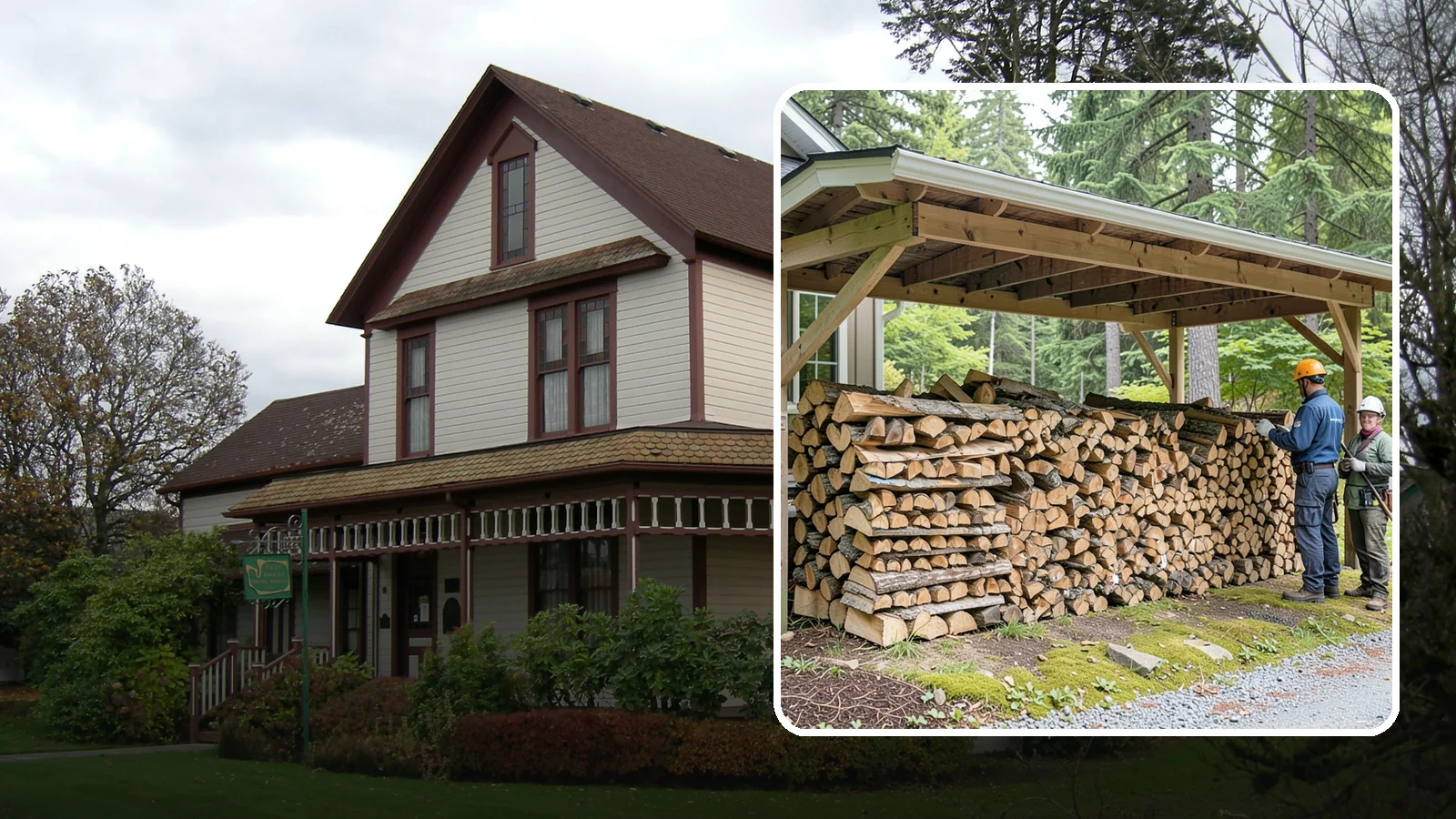 Covered Firewood Storage in Sumner, Pierce County, WA - We create covered firewood storage that keeps your stack sheltered from rain while airflow finishes the seasoning.