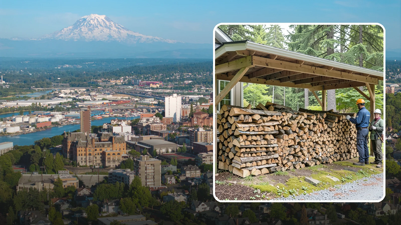 Covered Firewood Storage in Tacoma, Pierce County, WA - We create covered firewood storage that keeps your stack sheltered from rain while airflow finishes the seasoning.