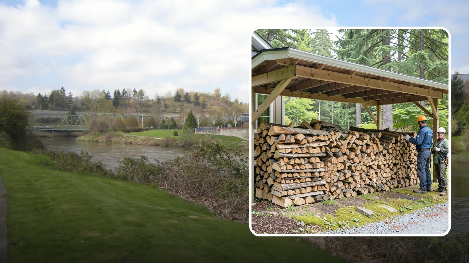 Covered Firewood Storage in Tukwila, King County, WA - We create covered firewood storage that keeps your stack sheltered from rain while airflow finishes the seasoning.