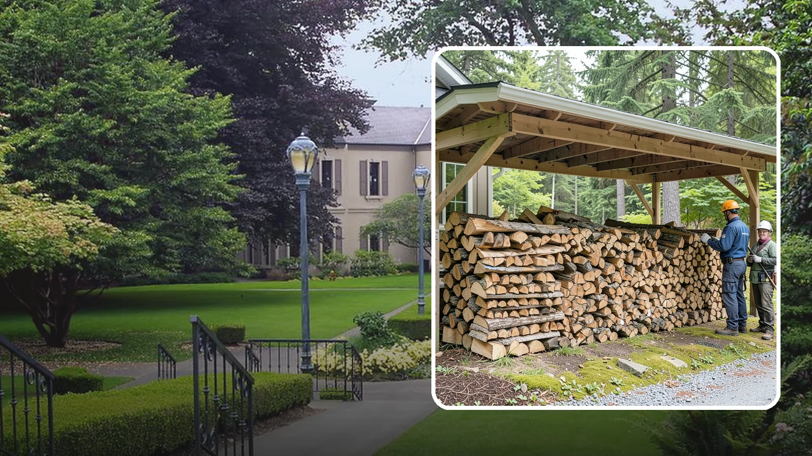 Covered Firewood Storage in Woodinville, King County, WA - We create covered firewood storage that keeps your stack sheltered from rain while airflow finishes the seasoning.