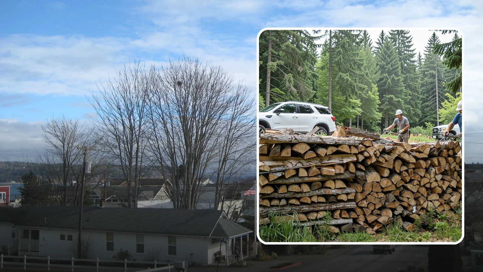 Custom Firewood Lengths in Langley, Island County, WA - Custom-cut firewood lengths tailored to the exact dimensions of your firebox.