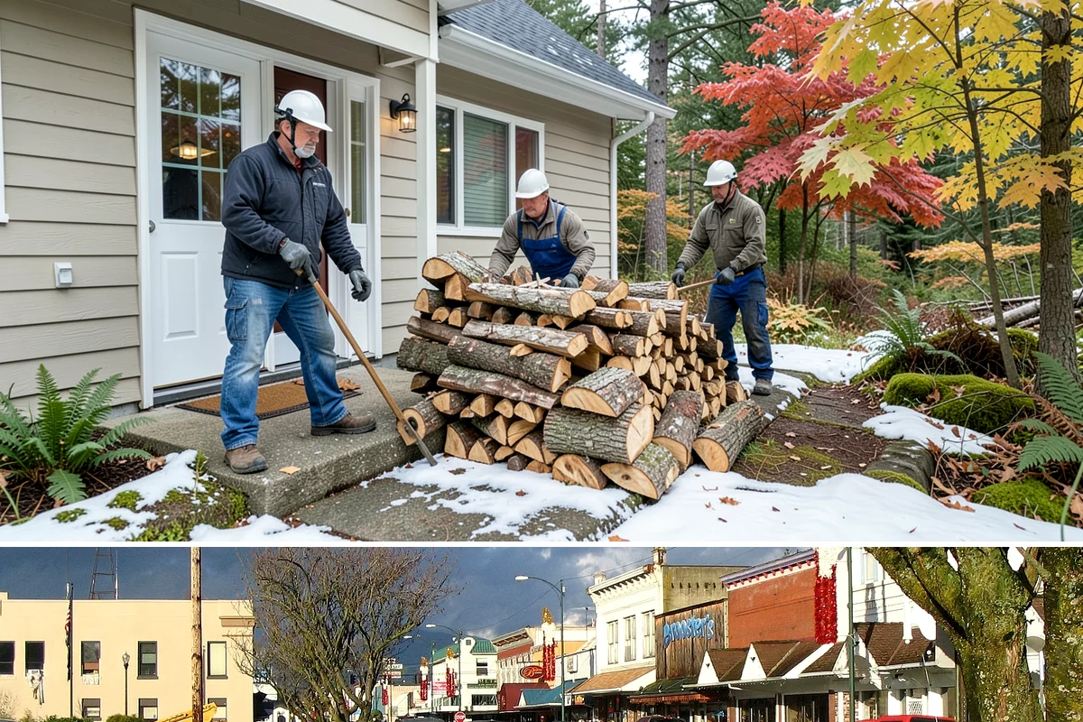 Customer Tree Processing in Arlington, Snohomish County, WA - Processing before the dry summer months lets your wood season in time for winter burning.
