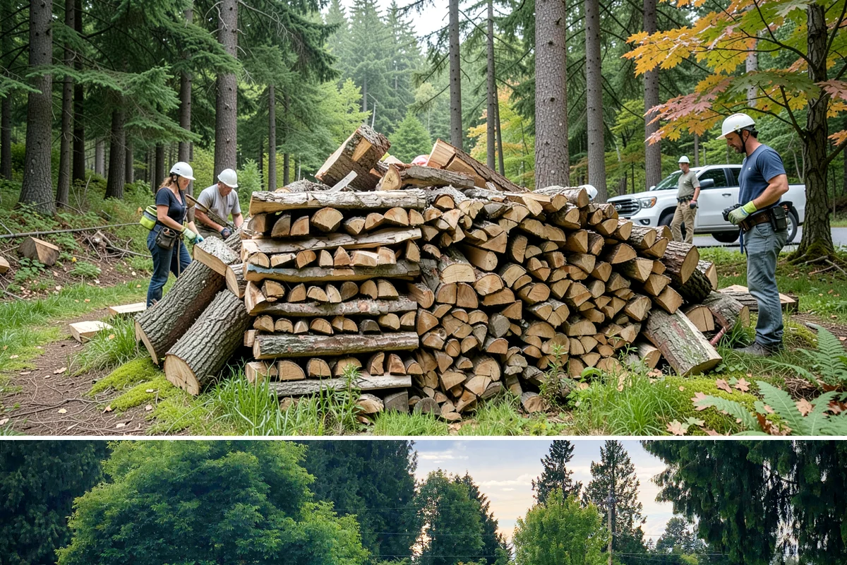 Customer Tree Processing in Bonney Lake, Pierce County, WA - Processing before the dry summer months lets your wood season in time for winter burning.