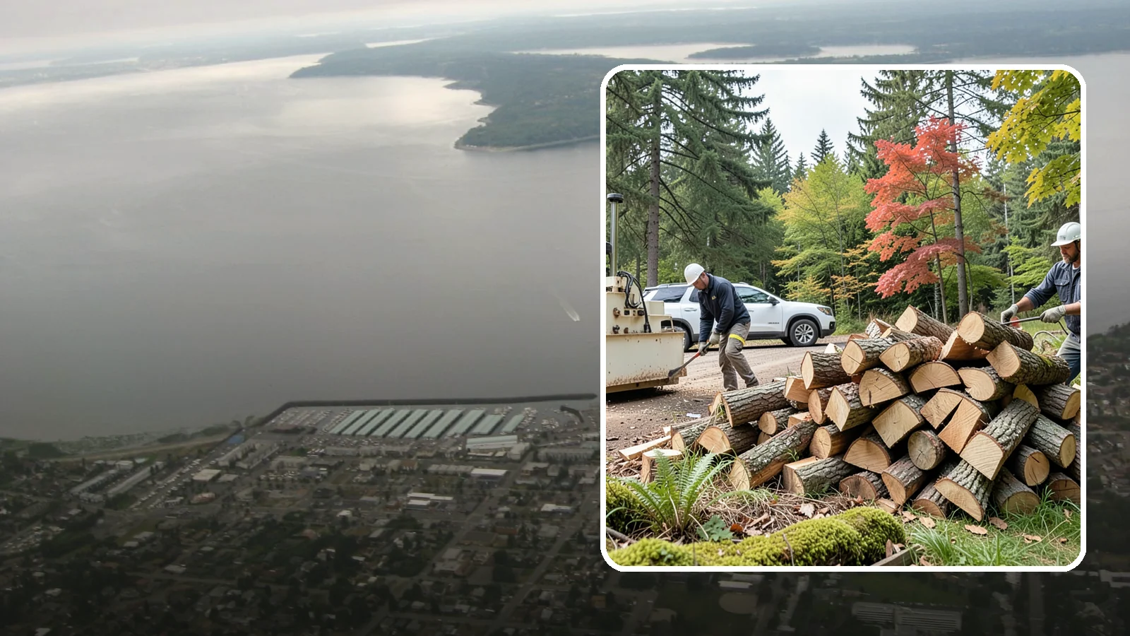 Customer Tree Processing in Des Moines, King County, WA - We process trees and logs you already have into finished firewood on your property.