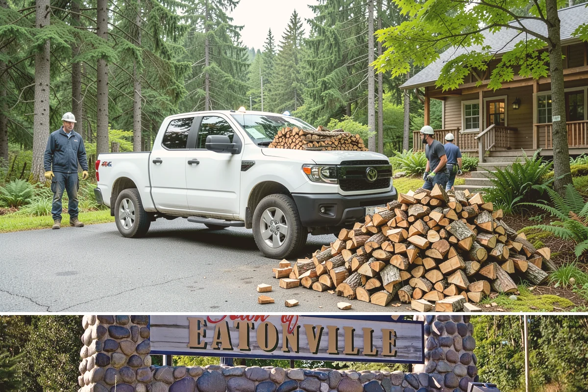 Customer Tree Processing in Eatonville, Pierce County, WA - Processing before the dry summer months lets your wood season in time for winter burning.