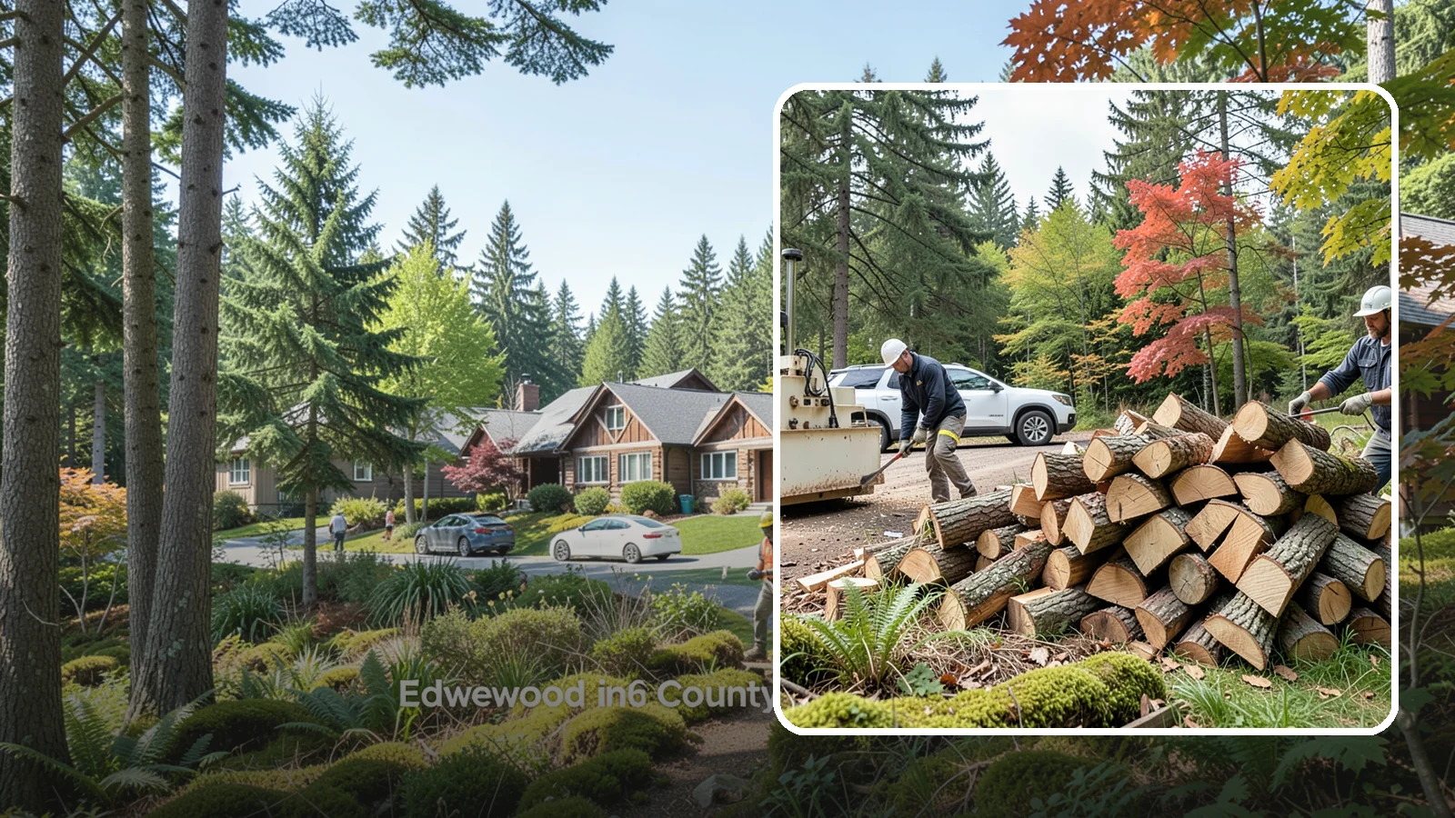 Customer Tree Processing in Edgewood, Pierce County, WA - We process trees and logs you already have into finished firewood on your property.