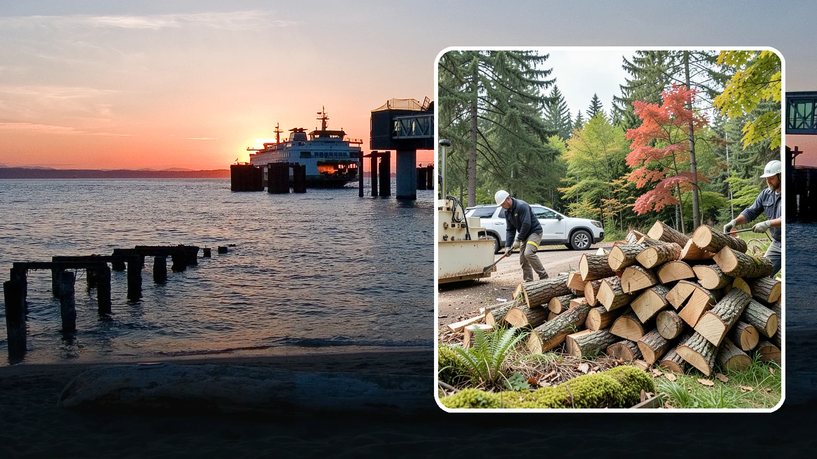 Customer Tree Processing in Edmonds, Snohomish County, WA - We process trees and logs you already have into finished firewood on your property.