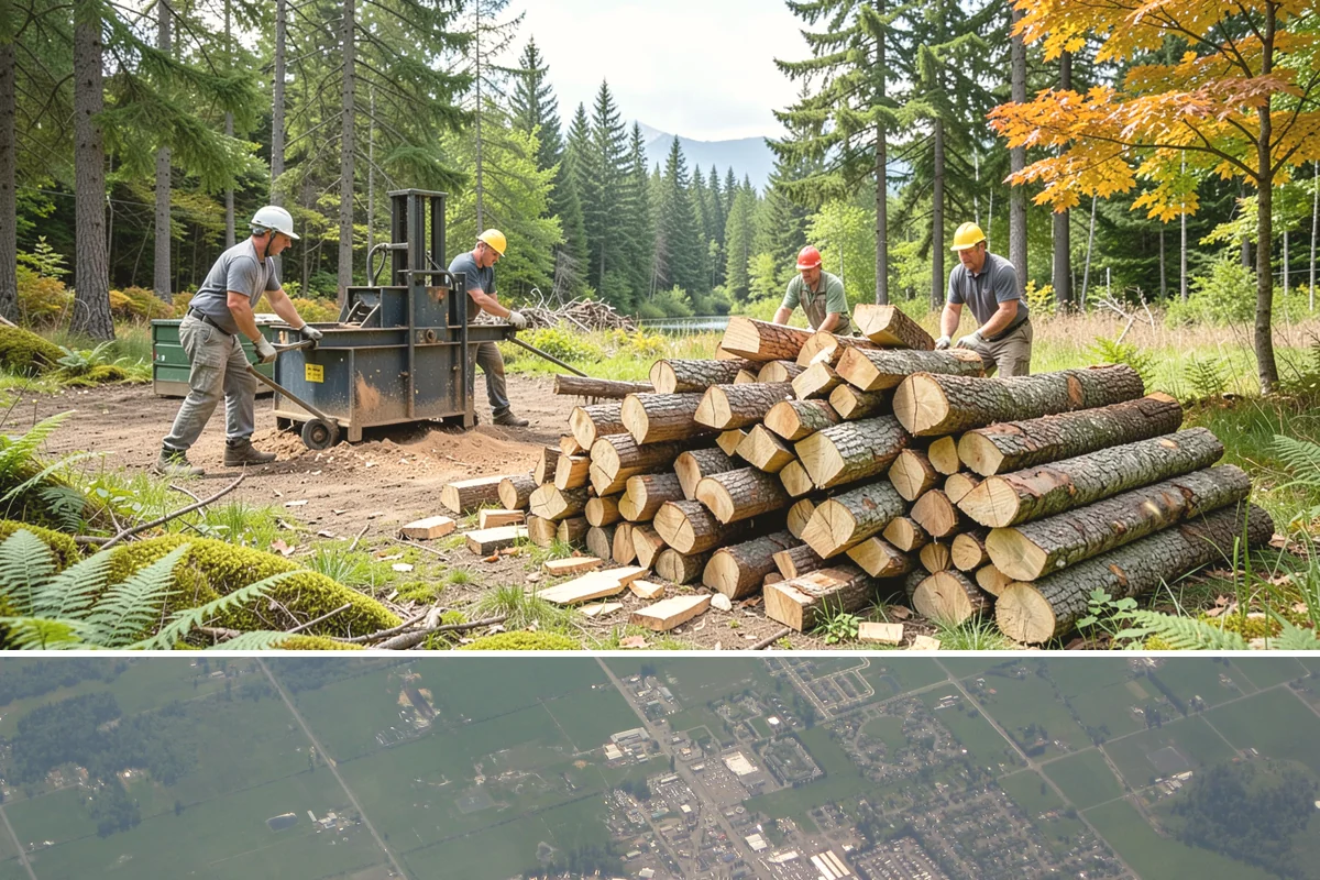 Customer Tree Processing in Enumclaw, King County, WA - Processing before the dry summer months lets your wood season in time for winter burning.