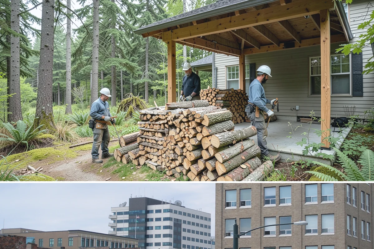 Customer Tree Processing in Everett, Snohomish County, WA - Processing before the dry summer months lets your wood season in time for winter burning.